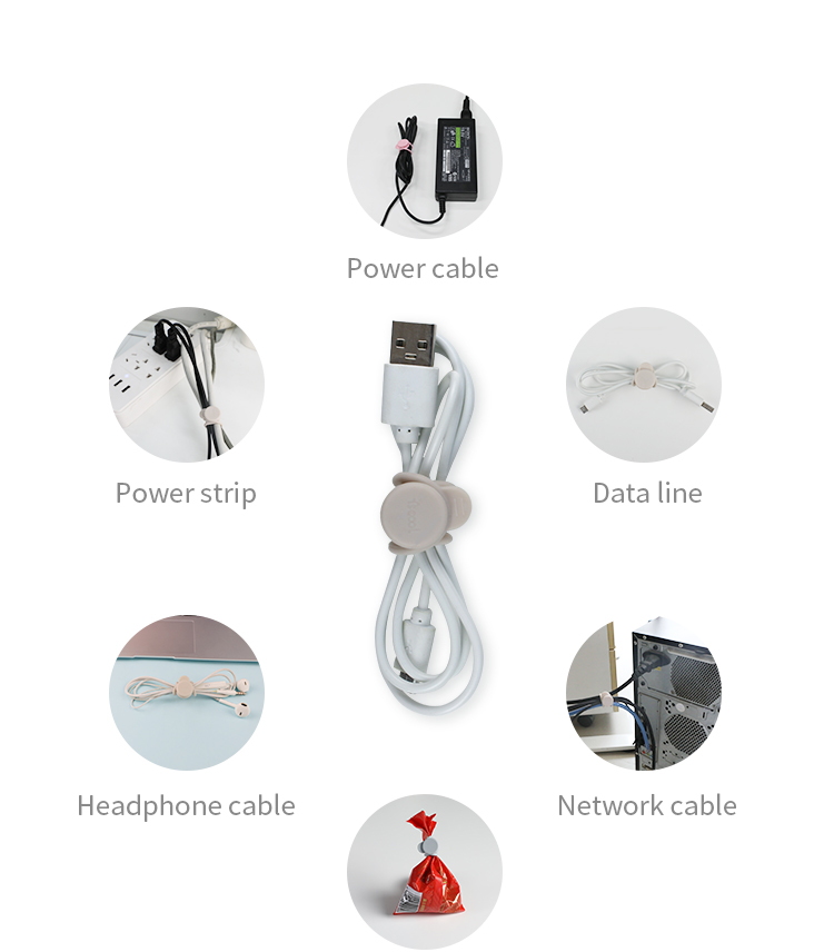 Eco-friendly Flexible Reusable Tie Wrap Silicone Cable Holder Earphone Cord Organizer Wholesale(图3)