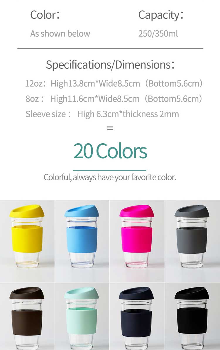 12oz Custom Logo Reusable Coffee Cup With Silicone Lid and Sleeve(图8)