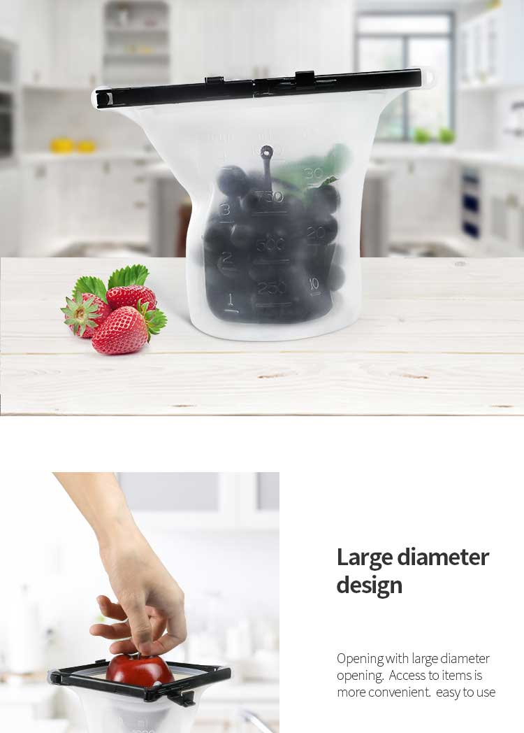  Kitchen Home Clip Type Silicone Fresh Keeping Bag Reusable Convenient Travel Food Storage Bags(图4)